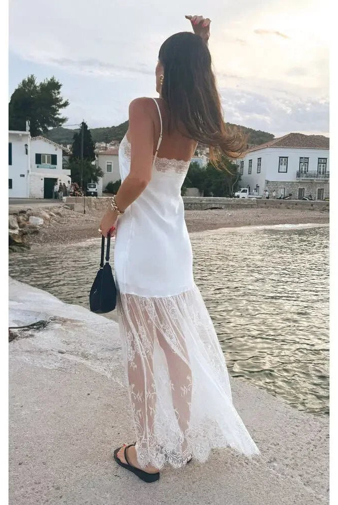 SOERA Margot Satin Lace-Trim Maxi Dress - Dress - SOERA-688451-DEF-OS-84420 White S