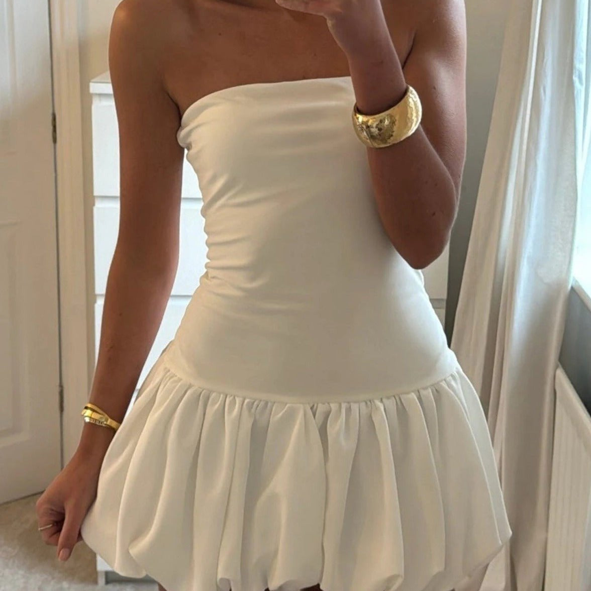 SOERA Maurie Drop - Waist Bubble - Hem Dress - Dress - White S