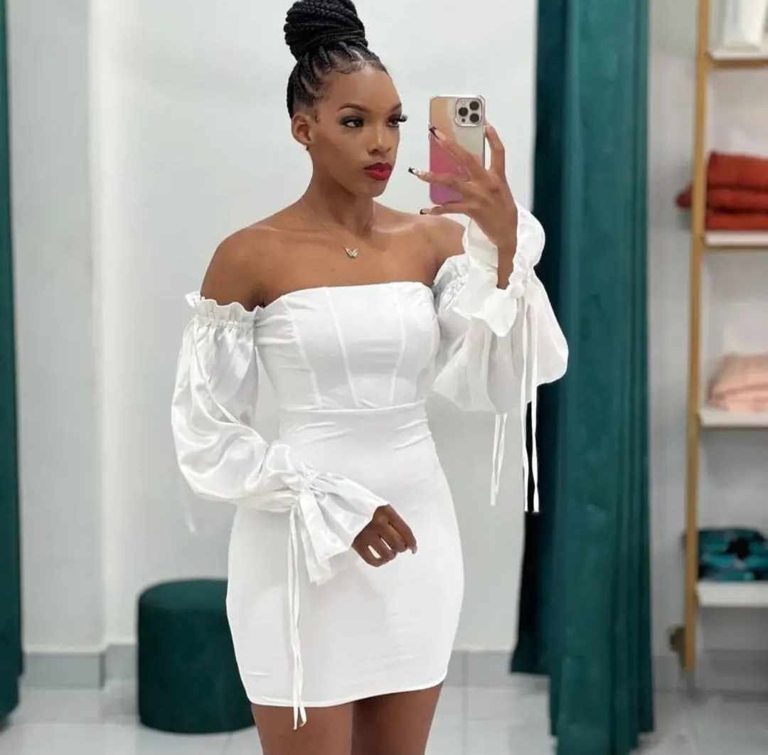 SOERA Maya Drawstring Dress - Dress - SOERA-661187-WHI-L-28131 L