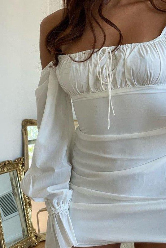 SOERA Maya Drawstring Dress - Dress - SOERA-661187-WHI-L-28131 L