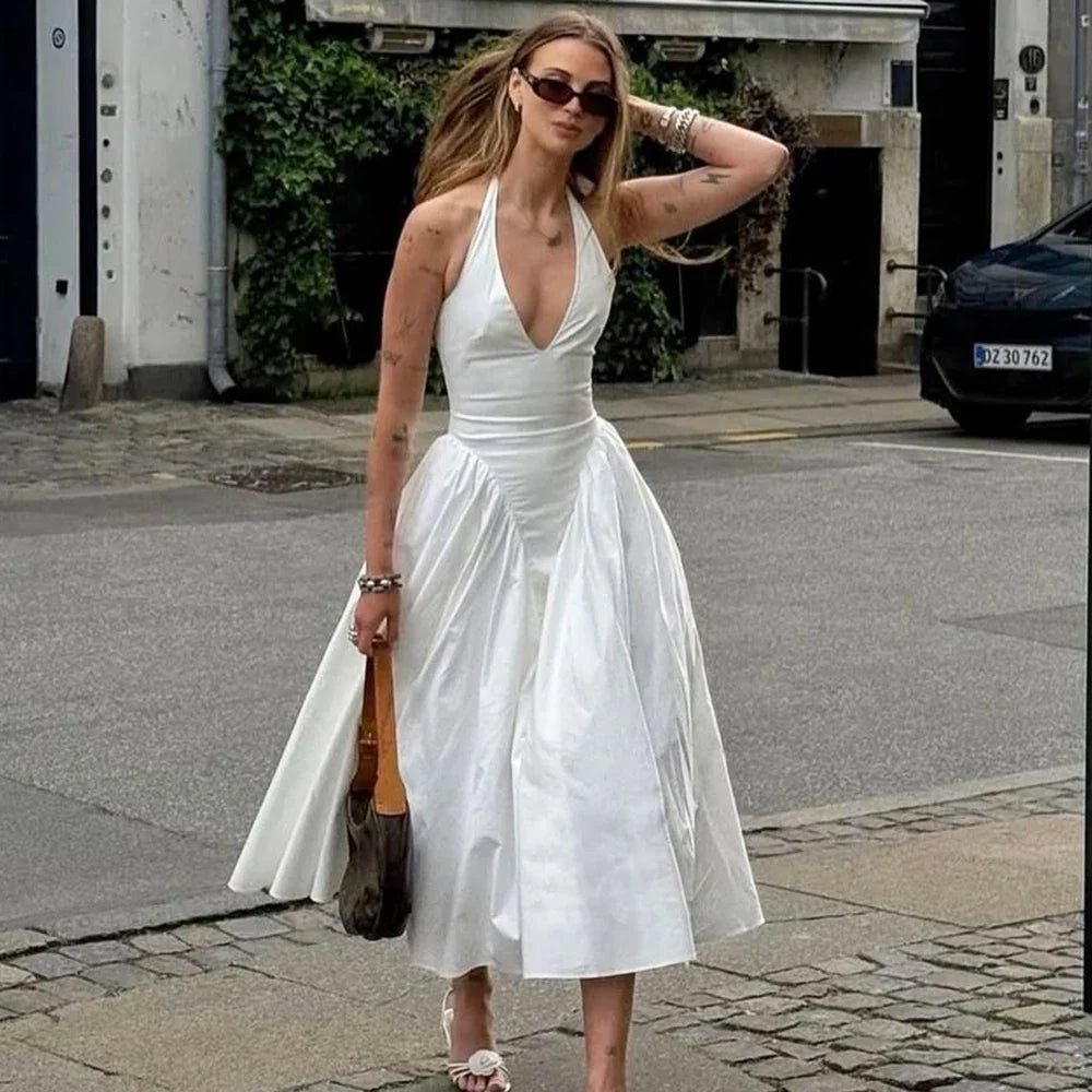 SOERA Natasha Halter Neck Dress - Dress - SOERA-187331-WHI-M-91939 M