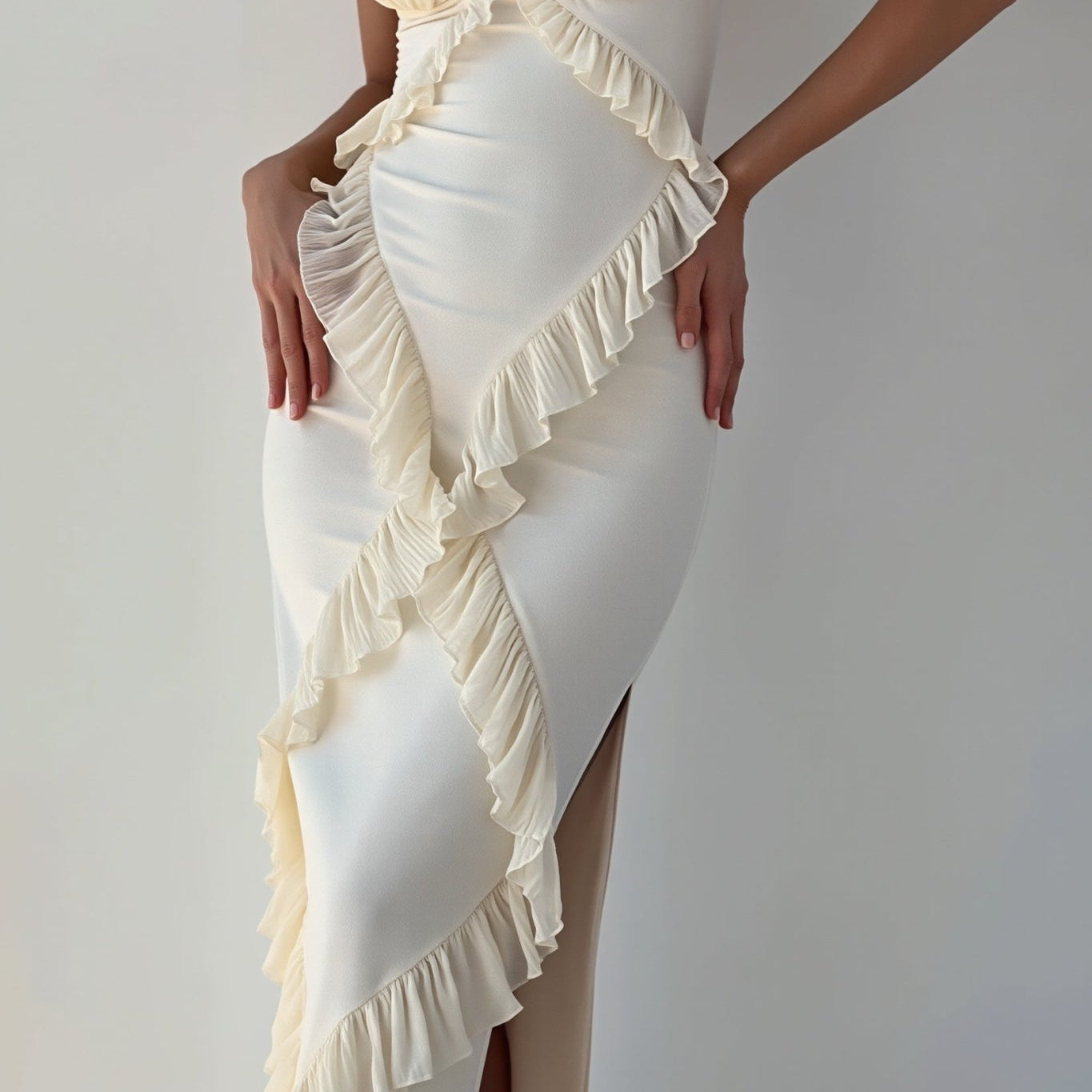 SOERA Natasha Lace Ruffle Maxi Dress - Dress - SOERA-340227-WHI-XS-17667 White XS