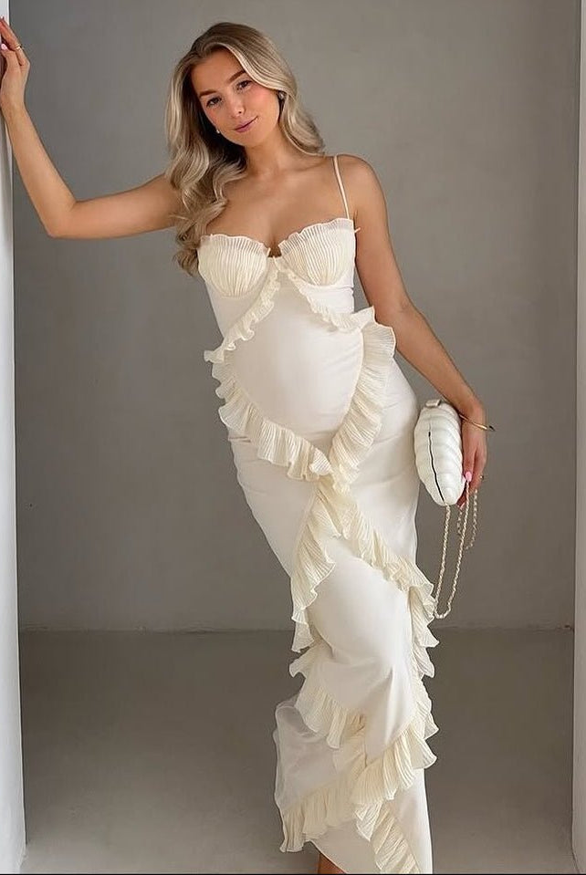 SOERA Natasha Lace Ruffle Maxi Dress - Dress - SOERA-340227-WHI-XS-17667 White XS
