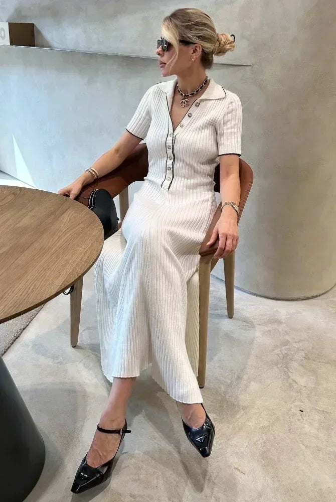 SOERA Serena Tricot Knit Dress - Dress - White M