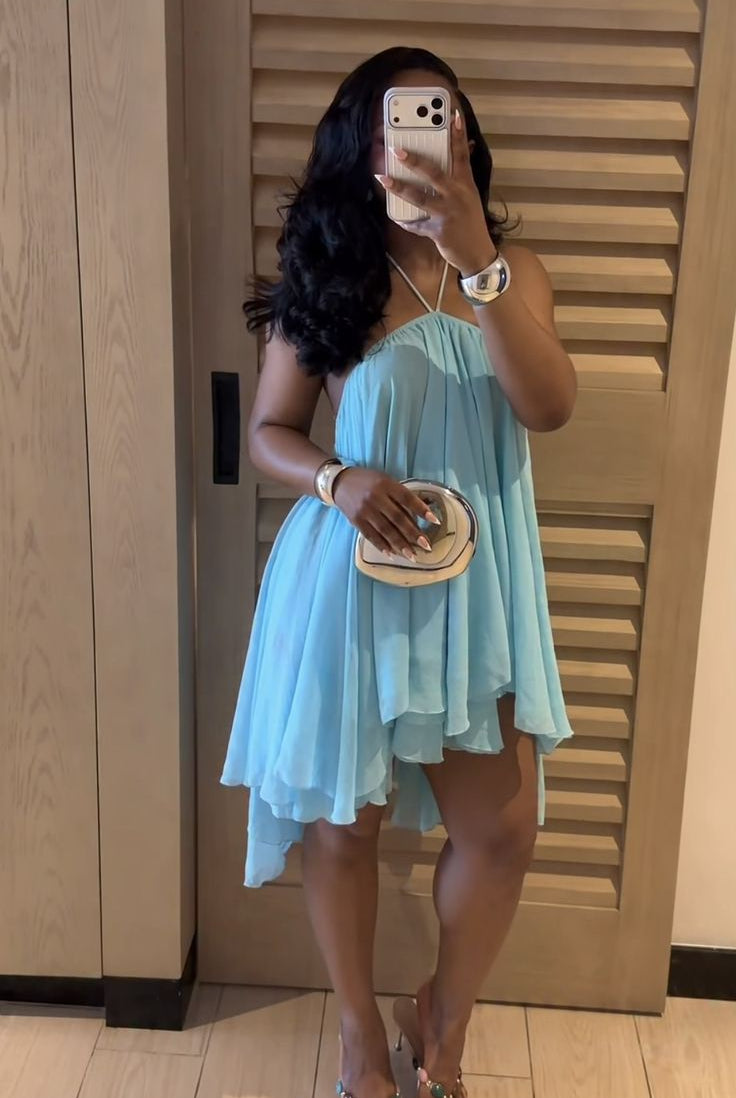 SOERA Sienna Backless Halter Mini Dress - Dress - SOERA-012227-DEF-OS-86248 Blue S