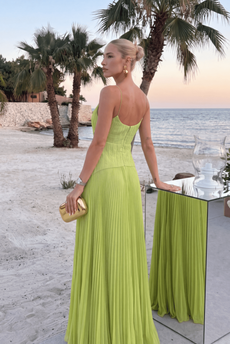 SOERA Sophia Crinkle Chiffon Maxi Dress - Dress - SOERA-516675-GRE-XS-69027 Green XS