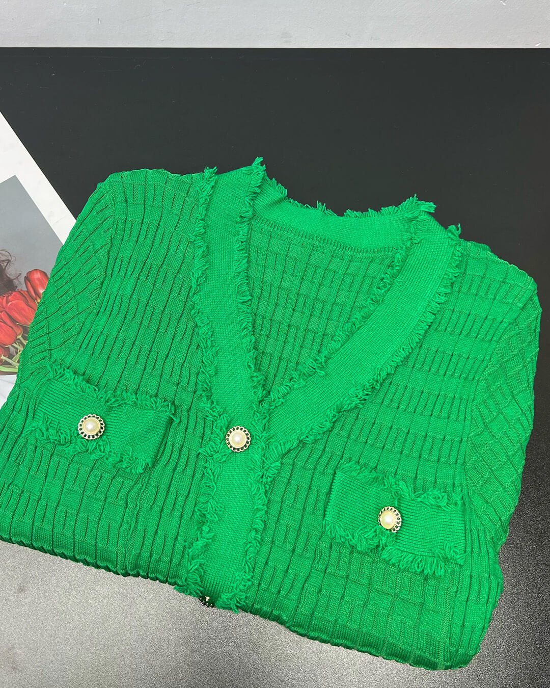 SOERA Valentina V - Neck Knitted Sweater Dress - Dress - Green