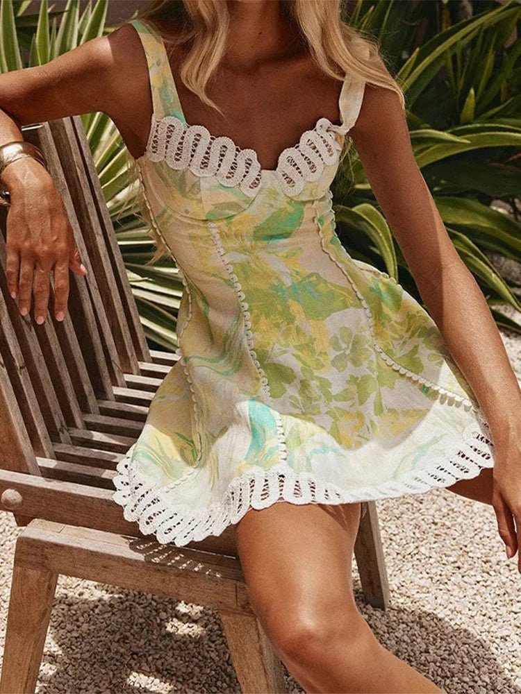 SOERA Beatrice Floral Linen Corset Mini Dress - Dresses - SOERA-974403-DEF-S-68387 S