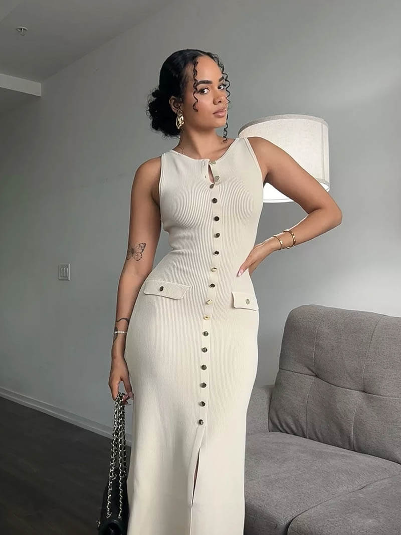 SOERA Georgia Maxi Dress - Dresses - DWOD2-RE615001 Beige S