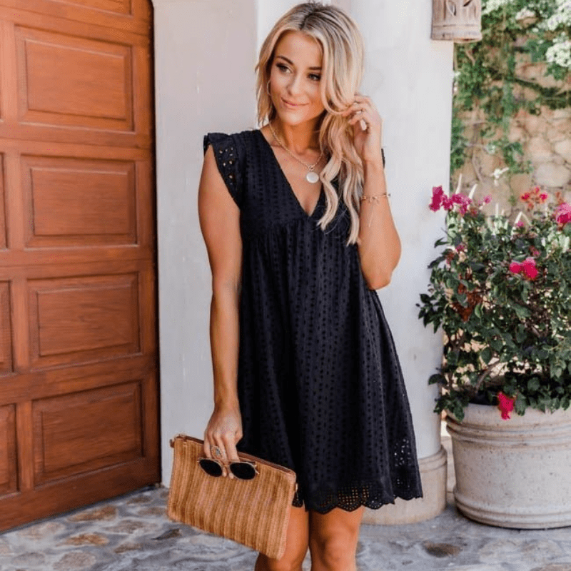 SOERA Regine V Neck Sleeveless Mini Dress - Dresses - ny1776061224028780896 Black S