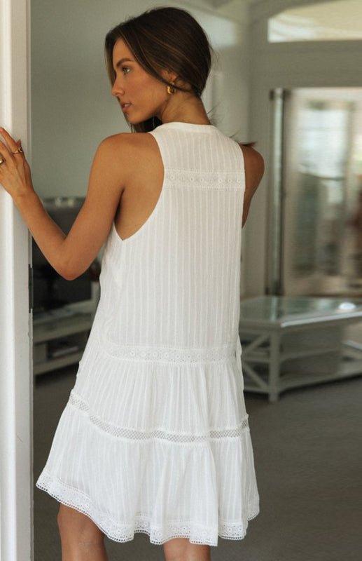 SOERA Shelby Boho Sleeveless Mini Dress - Dresses - md1775807456247423570 White XL