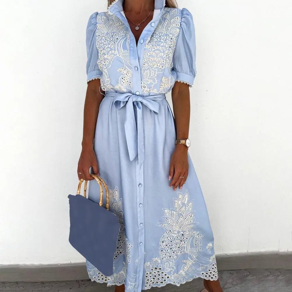 SOERA Theresa Embroidered Lace-Up Maxi Dress - Dresses - White S