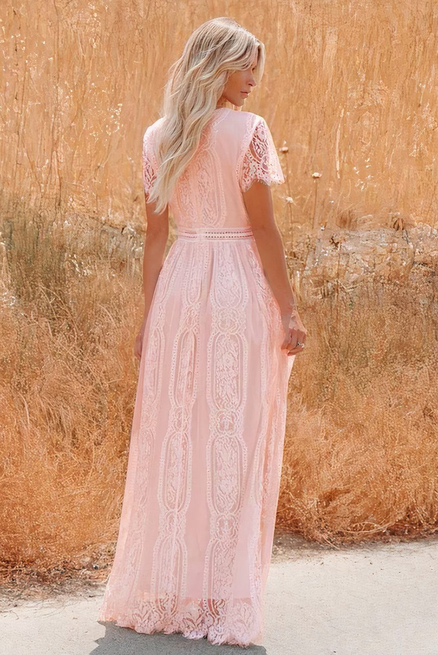 SOERA Tilda Bohemian Lace Maxi Dress - Dresses - 1005008548834137-;Jt1776125353574715972 Pink M