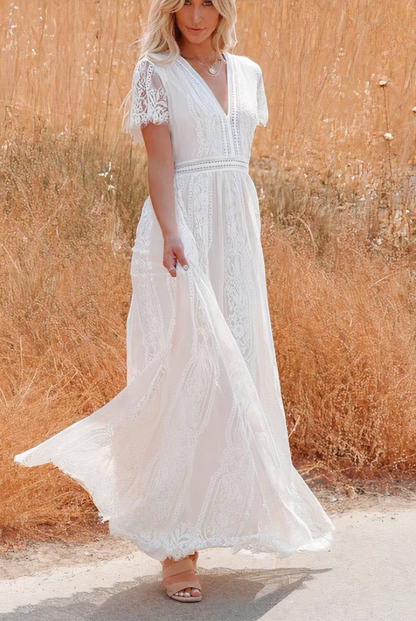 SOERA Tilda Bohemian Lace Maxi Dress - Dresses - 1005008548834137-;lc1776125353574816425 White M