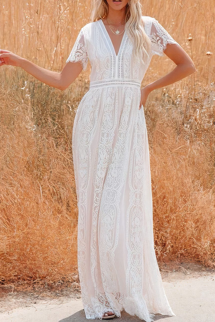 SOERA Tilda Bohemian Lace Maxi Dress - Dresses - 1005008548834137-;tZ1776125353574915004 White L