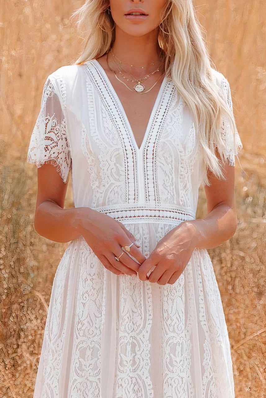 SOERA Tilda Bohemian Lace Maxi Dress - Dresses - 1005008548834137-;Ui1776125353575121311 White S