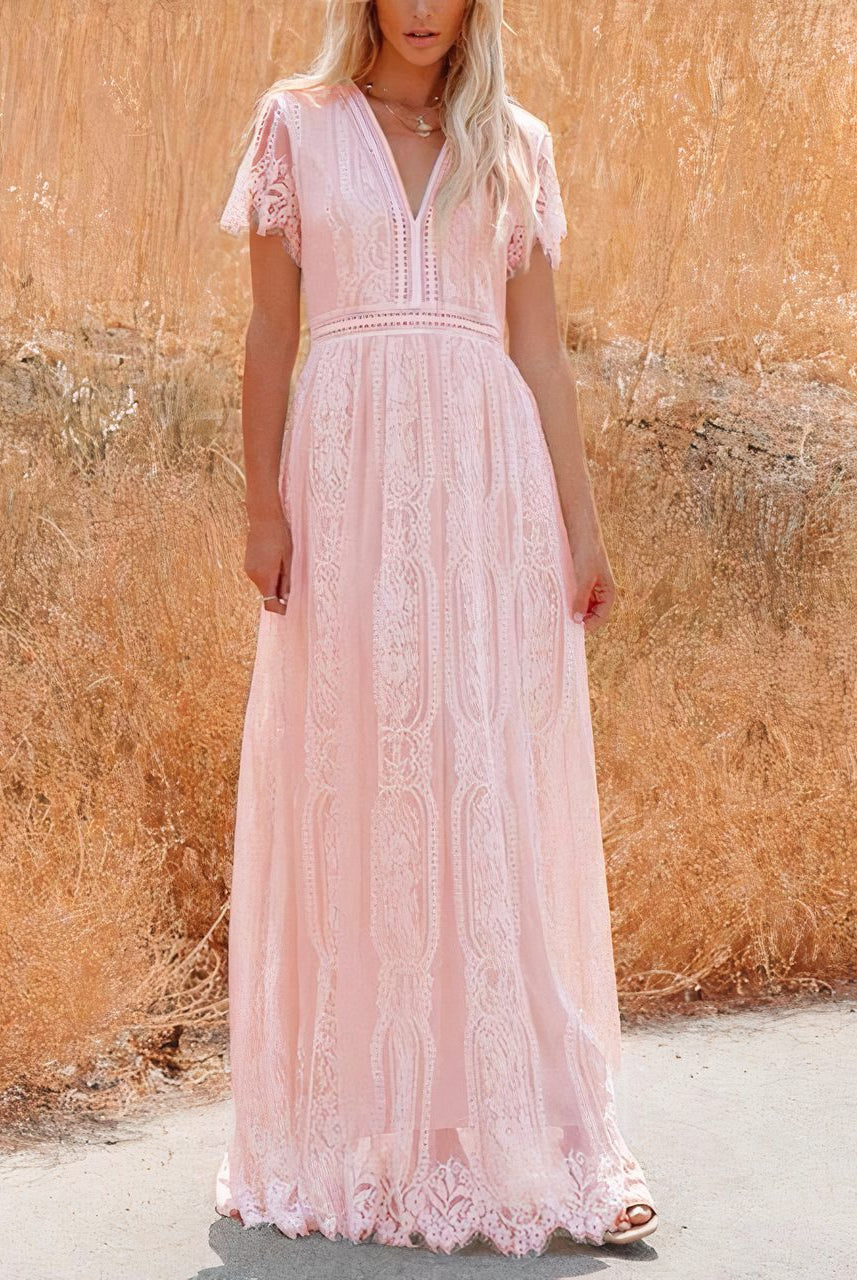 SOERA Tilda Bohemian Lace Maxi Dress - Dresses - 1005008548834137-;Vg1776125353574618474 Pink S