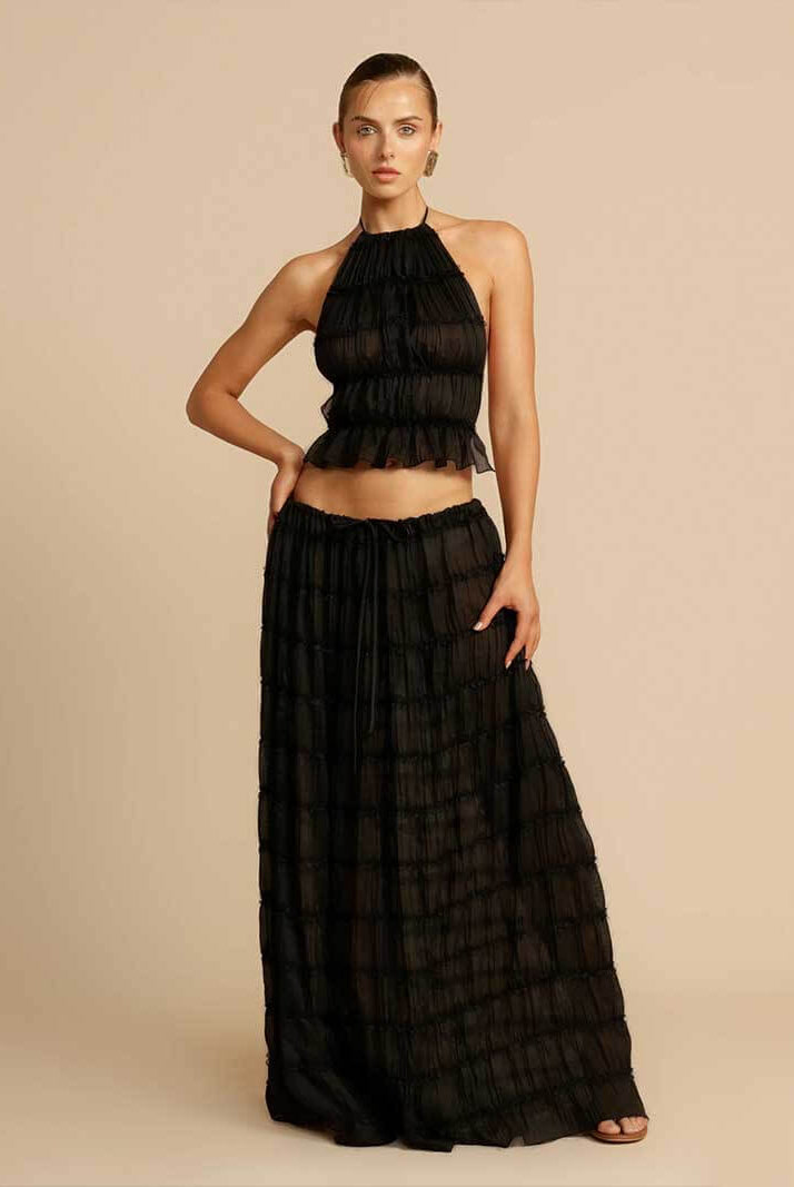 SOERA Valerie two - piece set with frill details - Dresses - DWOD2-WK023005 black S