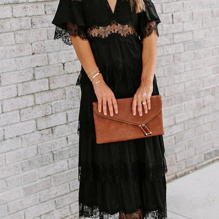 SOERA Winona Lace V - Neck Midi Dress - Dresses - 1005008576606072-;Ra1776146840071251642 Black S