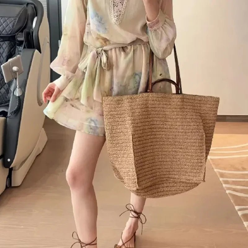 SOERA Aimee Handwoven Straw Beach Tote Bag - Handbags - Dark Brown