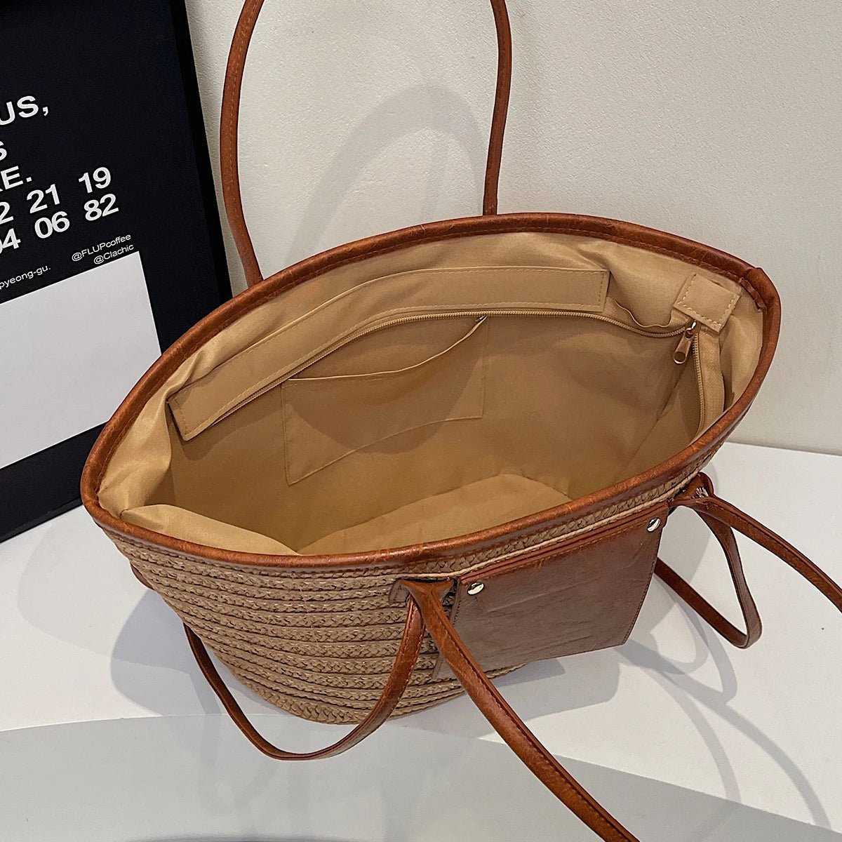 SOERA Beatrice Forest Woven Single-Shoulder Tote - Handbags - Brown
