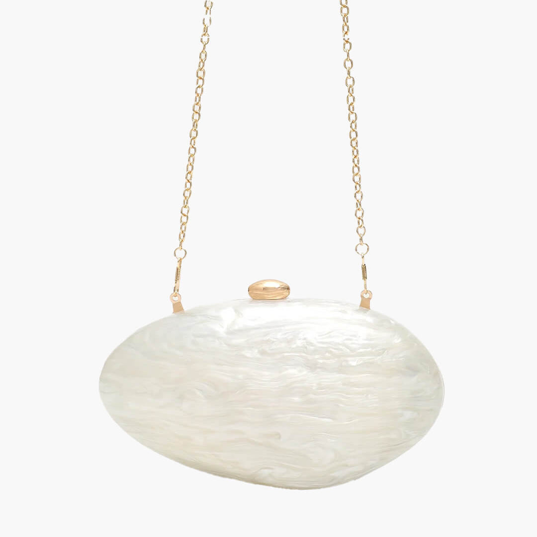 SOERA Bianca Shell - Shaped Acrylic Evening Clutch - Handbags - Pearl