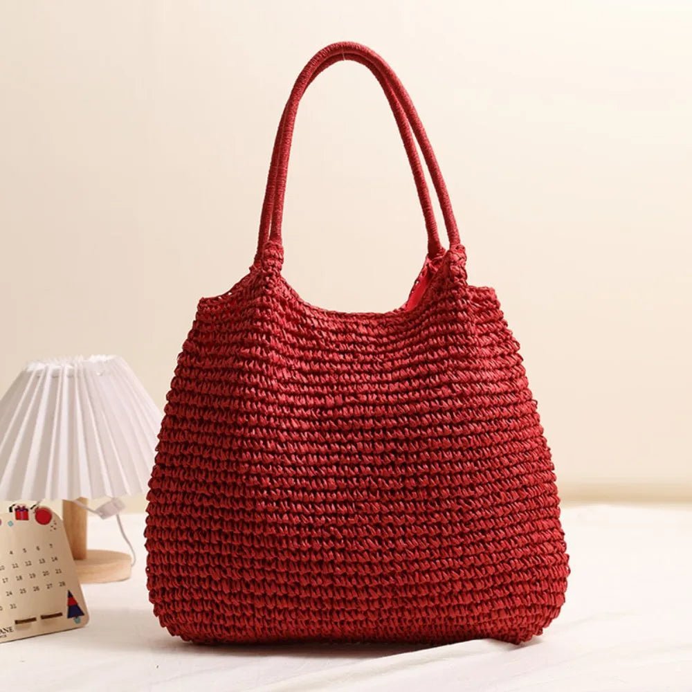 SOERA Brielle Woven Straw beach Tote Bag - Handbags - Blue