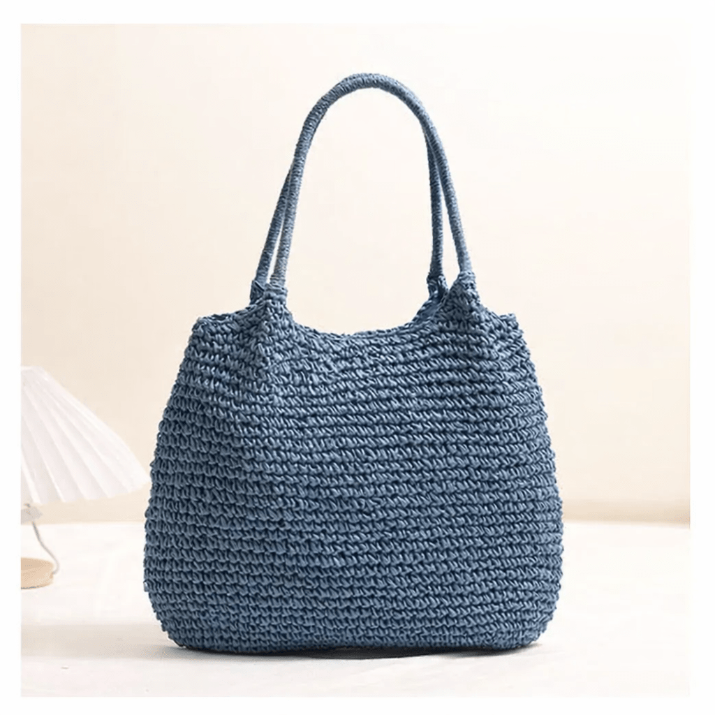 SOERA Brielle Woven Straw beach Tote Bag - Handbags - Blue