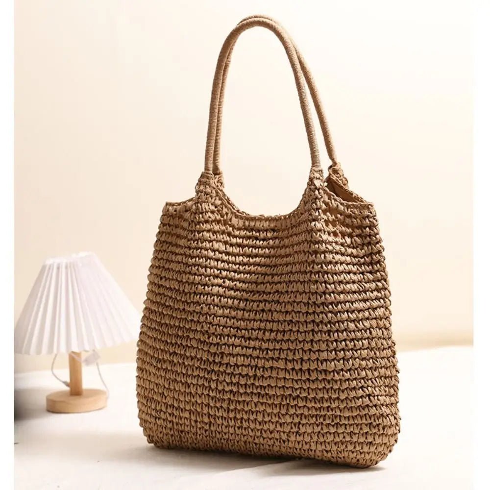 SOERA Brielle Woven Straw beach Tote Bag - Handbags - Blue