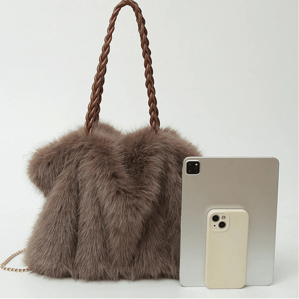 SOERA Loreen Faux Fur Tote Bag - Handbags - 3256810099084014-;qm1765284569702719711 Brown