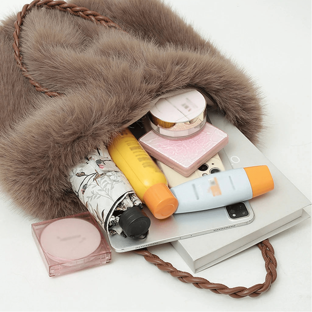 SOERA Loreen Faux Fur Tote Bag - Handbags - 3256810099084014-;qm1765284569702719711 Brown