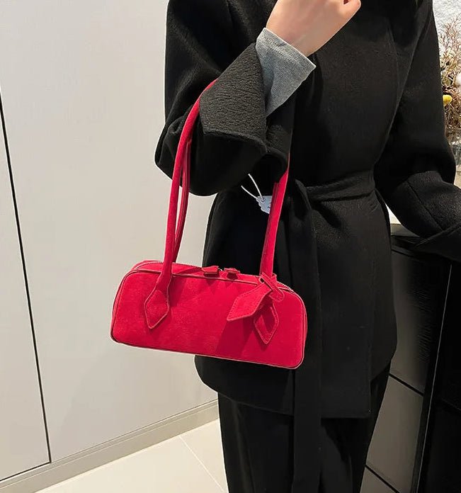 SOERA Rebecca Suede Shoulder Bag - Handbags - 3256809531902601-;Ob1763832189353011760 Red