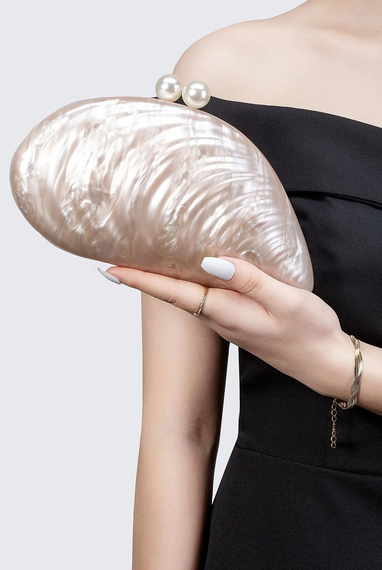 SOERA Valentina Shell - Shaped Clutch Purse - Handbags - Cream
