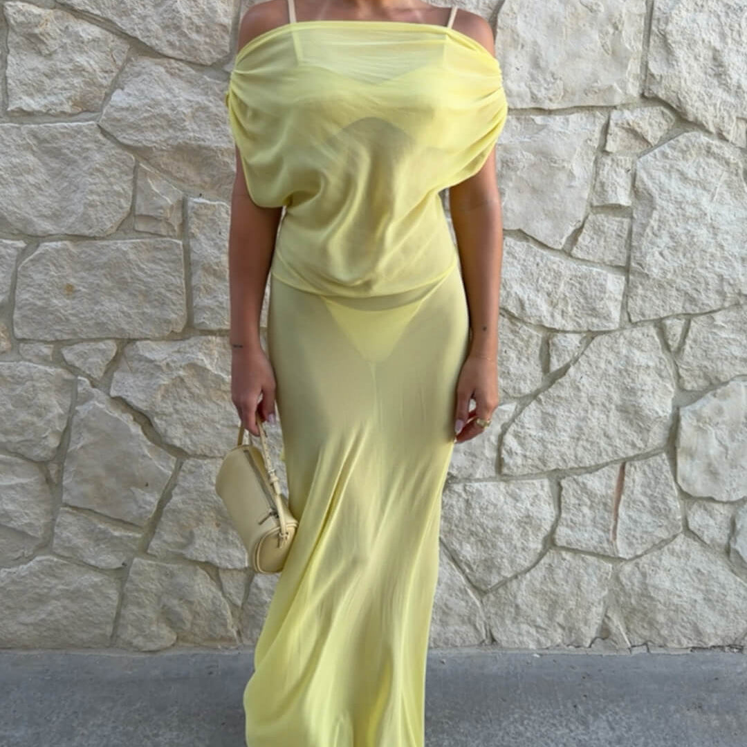 Iris Vestido Maxi de Malla con Espalda Descubierta