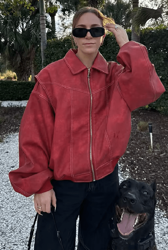 SOERA Albina Faux Leather Jacket - Jacket - SOERA-031875-RED-S-01123 Red S