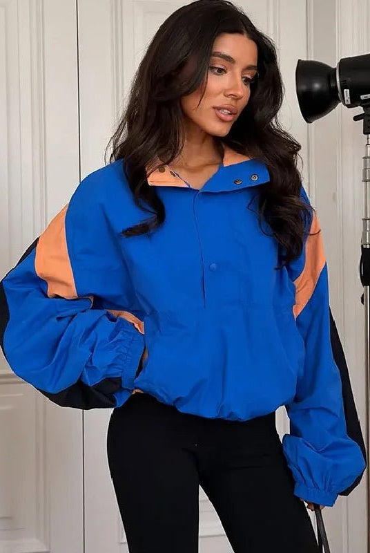 SOERA Nerea Oversized Colorblock Cropped Jacket - Jacket - SOERA-939395-DEF-OS-54950 Blue S