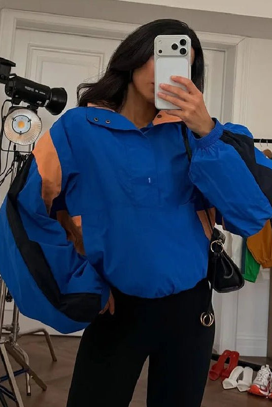 SOERA Nerea Oversized Colorblock Cropped Jacket - Jacket - SOERA-939395-DEF-OS-54951 Blue M