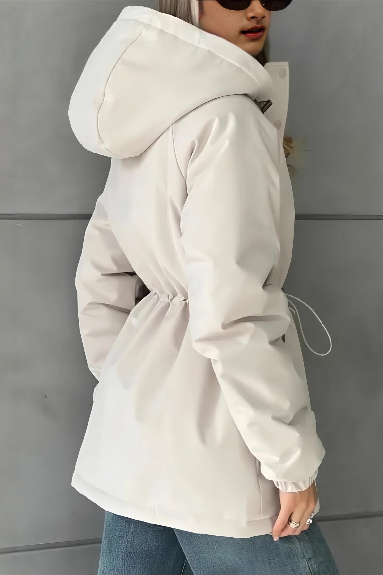 SOERA Adele Hooded Windbreaker Jacket - Jackets - QO1770383550818751689 Off - White L