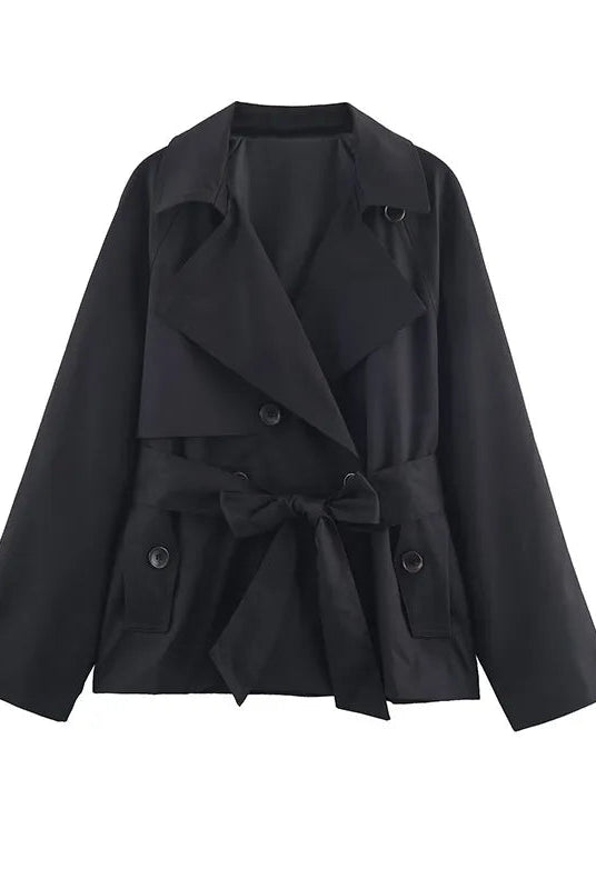 SOERA Alianna Belted Short Trench Coat - Jackets - 1005010525106371-;Gi1773466489348623332 Black S