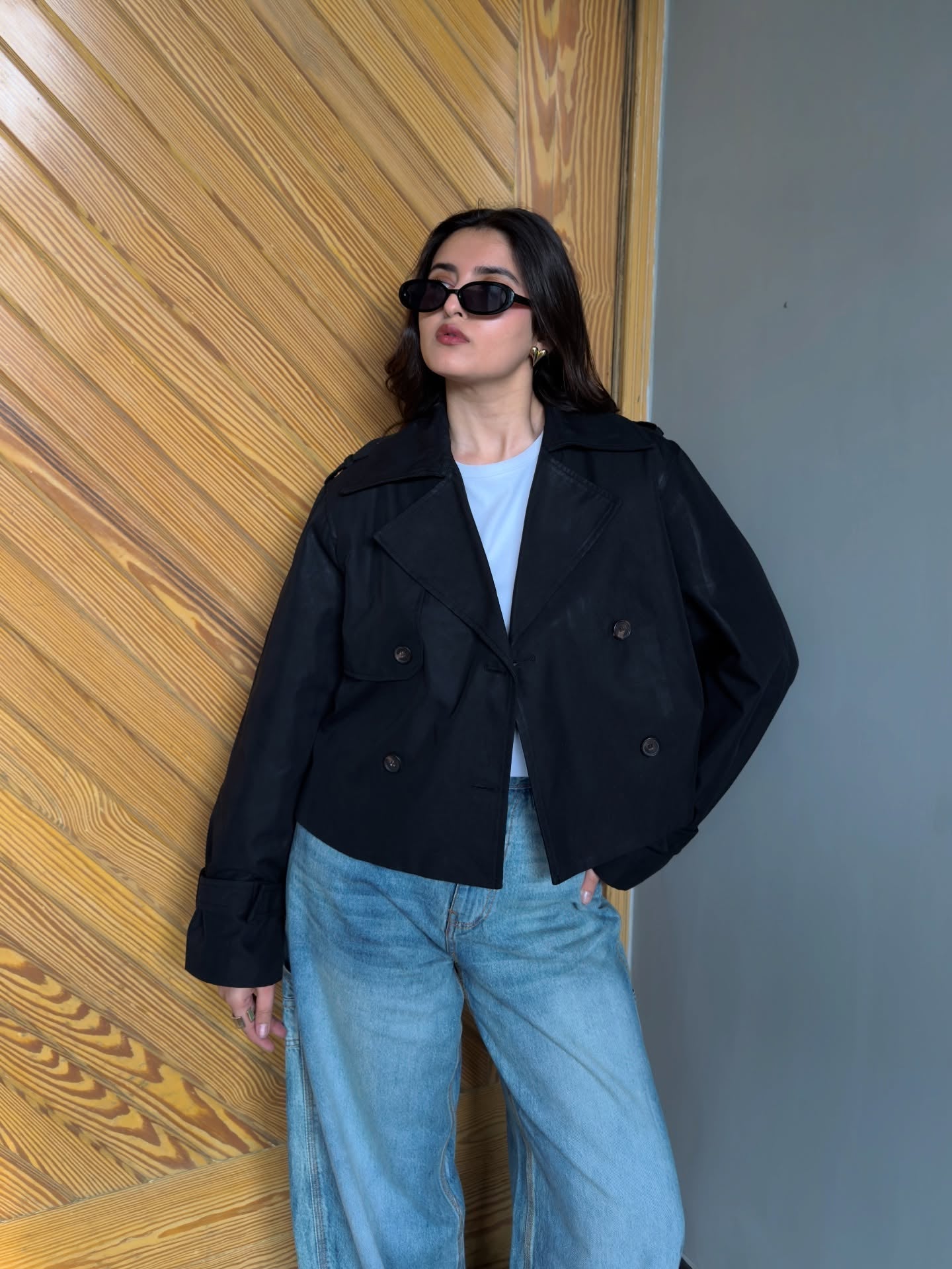 SOERA Bellatrix Cropped Trench Coat - Jackets - 1005008092972146-;pb1773321573714250815 Black M