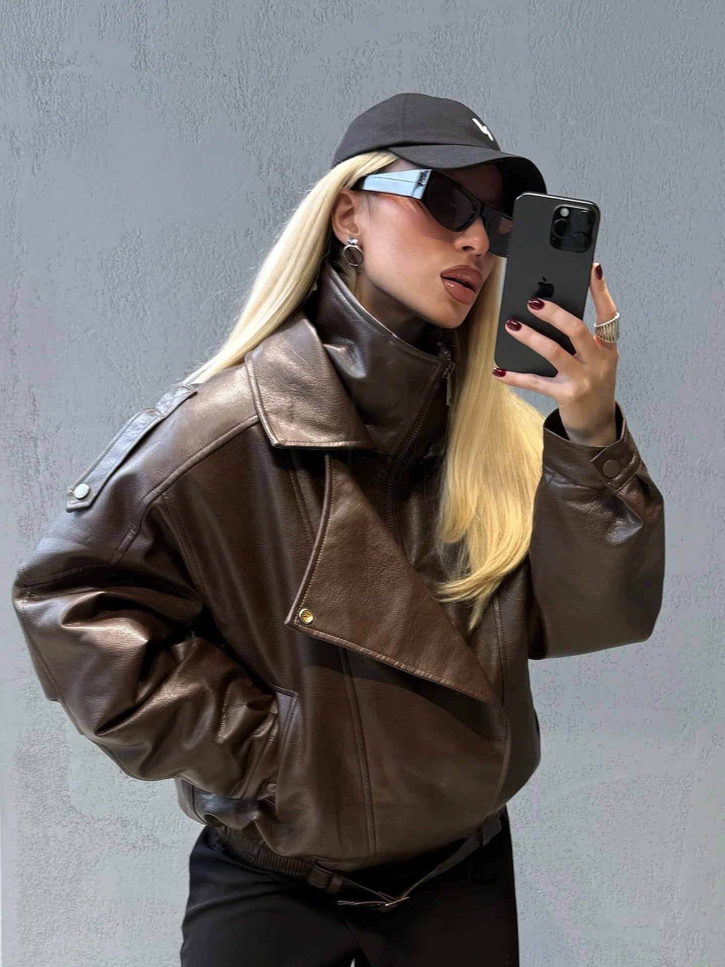 SOERA Denise Belted Leather Jacket - Jackets - Burgundy S