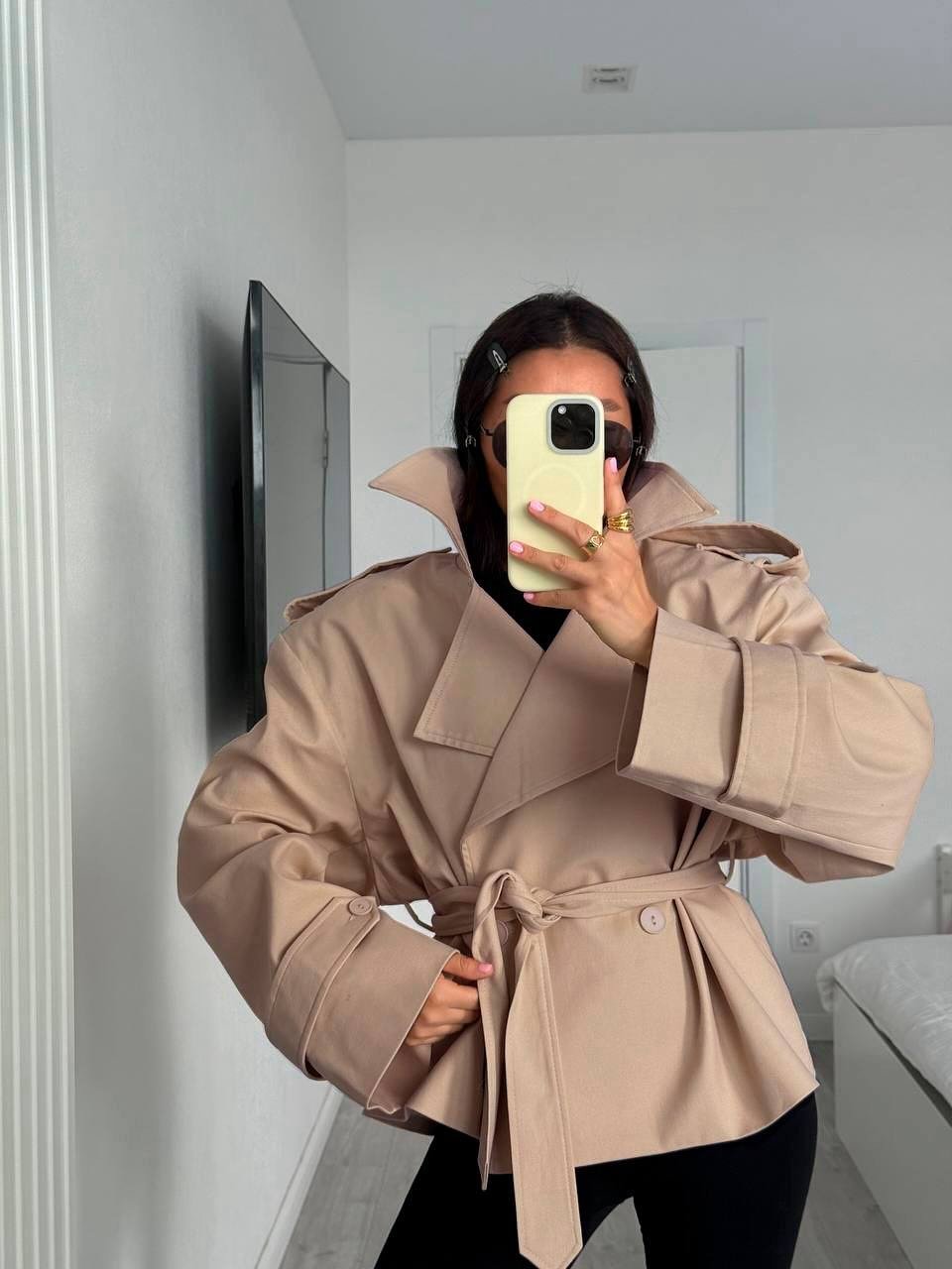 SOERA Dorothy Lace Up Short Trench Coat - Jackets - 1005011800038387-;ti1774869391306669592 Khaki S