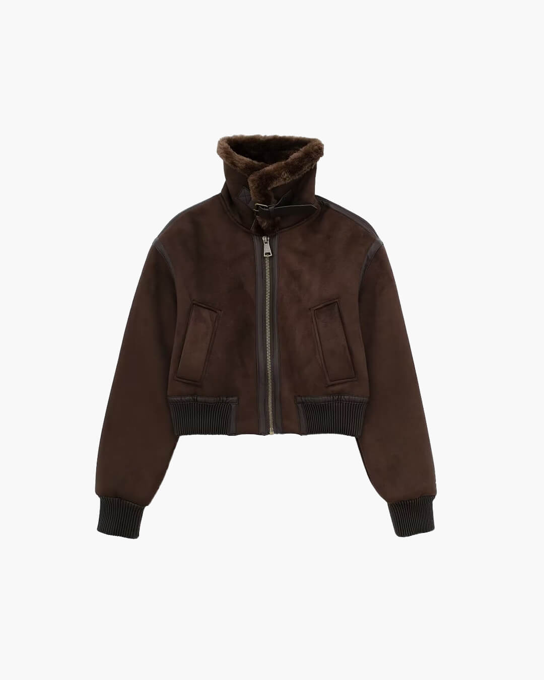 SOERA Esme Suede Short Bomber Jacket - Jackets - 1005006086971689-;sg1764703453922496199 Brown L