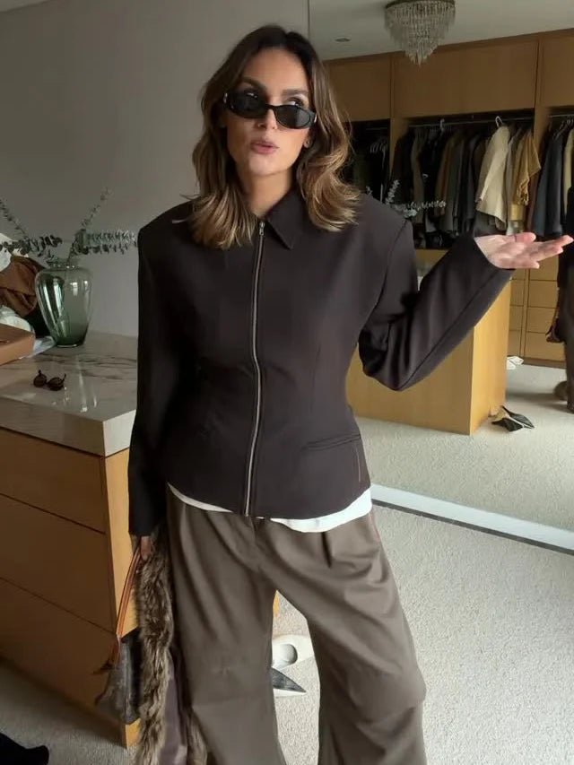 SOERA Hazeline Zip - Up Cinched Waist Jacket - Jackets - 1005011620894853-;gK1770721238647203899 Taupe S