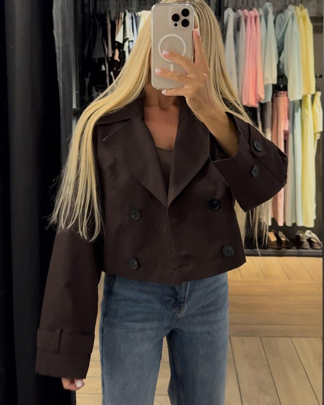 SOERA Janice Cropped Trench Coat - jackets - 3256809547252678-;SR1757549904250640696 Brown L