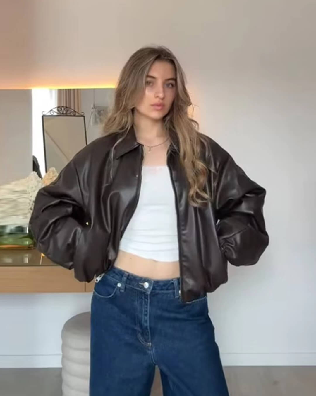 SOERA Jenny Faux Leather Bomber Jacket - Jackets - 1005009936813673-;Ay1765284569265767767 Coffee XS