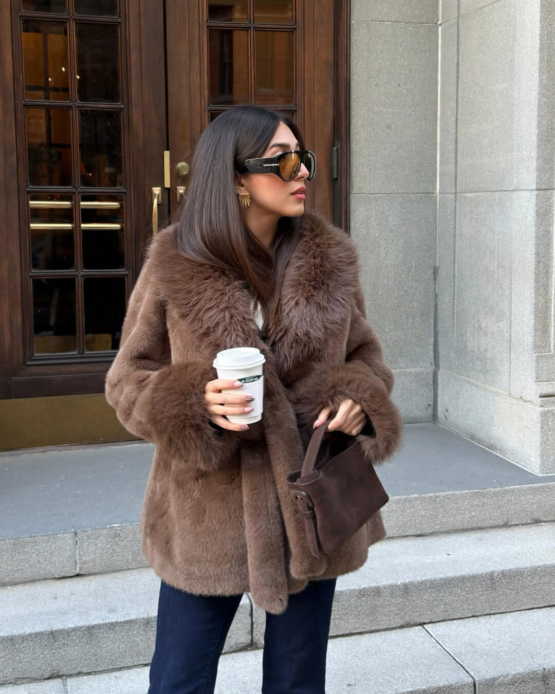 SOERA Jessa Faux Fur Trim Coat - Jackets - Black M