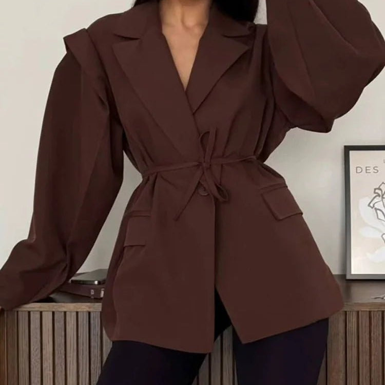 SOERA Leandra Wide Sleeves Belted Blazer - Jackets - Brown S