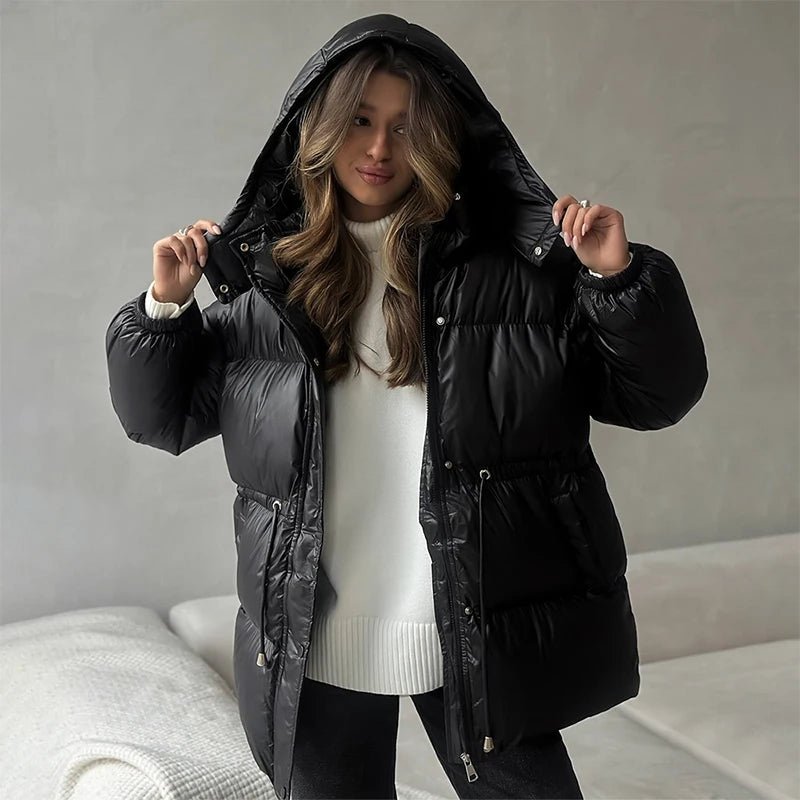 SOERA Lorie Drawstring Hooded Puffer Coat - Jackets - 1005010026834237-;AZ1761217546552007203 Black M