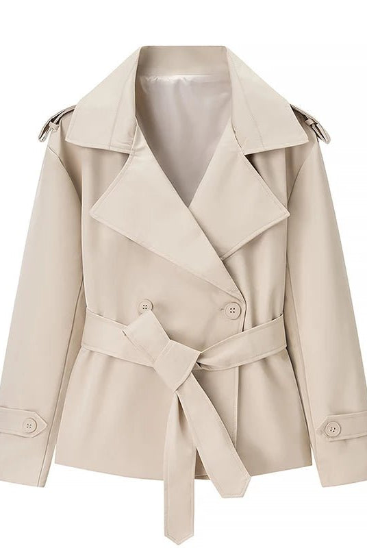 SOERA Molly Belted Cropped Trench Coat - Jackets - 1005009088260377-;fz1773321573478037457 Burgundy XS